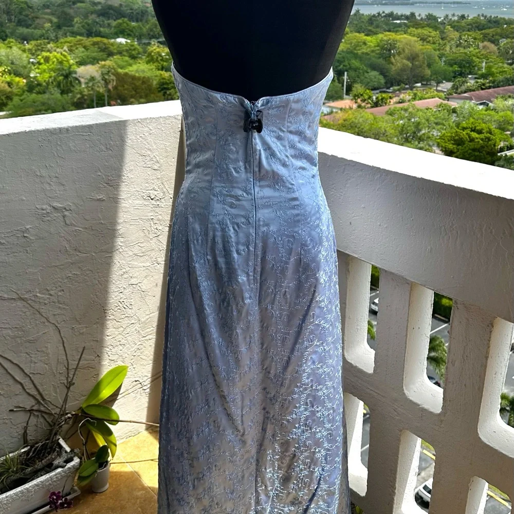 Jessica McClintock Blue Strapless Embroidered Gown Sz 10 Fits 6  NWT Formal Prom - Picture 8 of 13